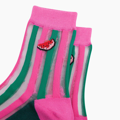 Watermelon Stripes Sheer Socks