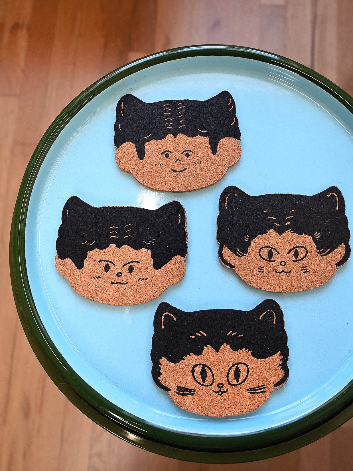 "Cat Person" Set of four cork coasters