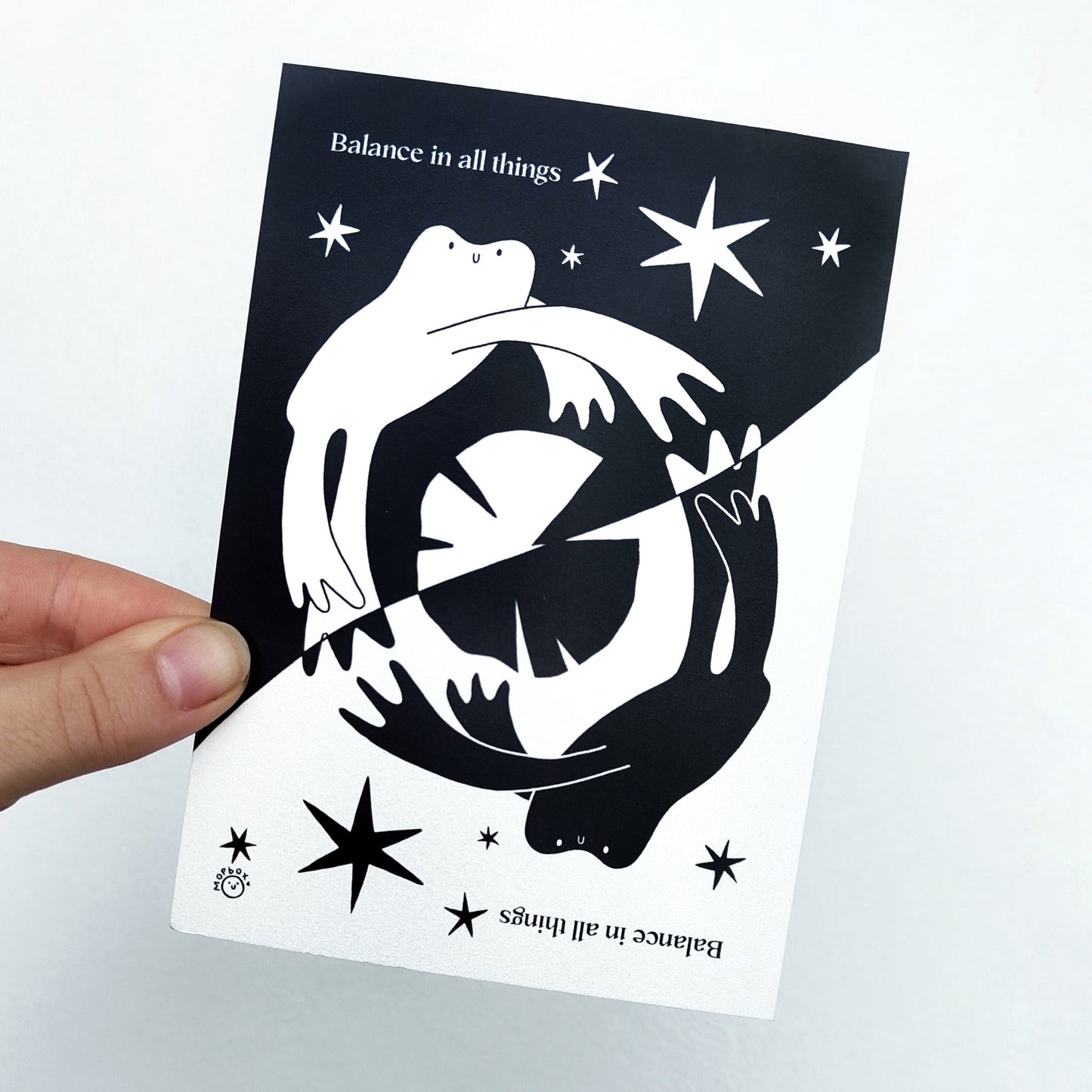 Balance in All Things Frogs - Black & White Print