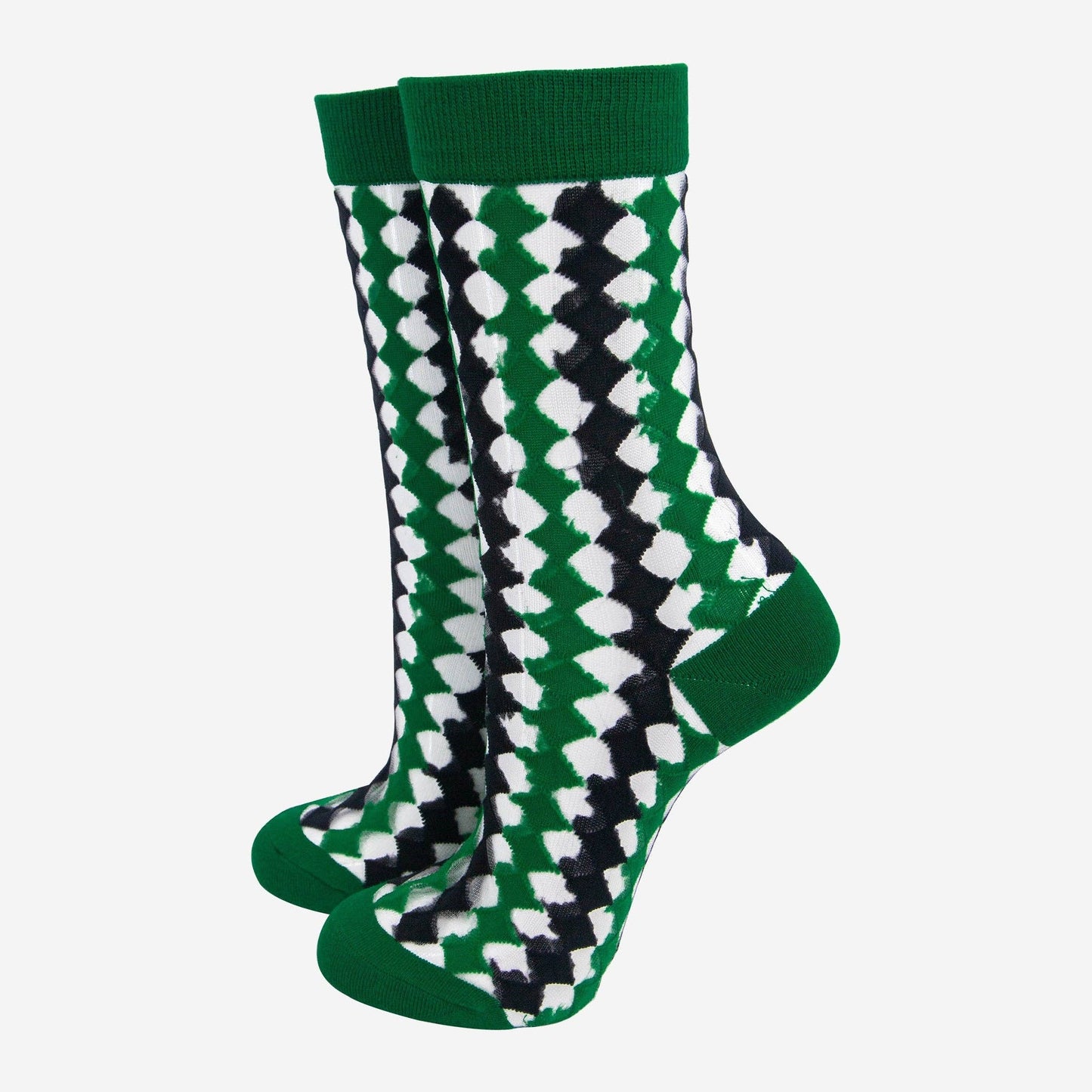 Green & Black Diamond Sheer Socks