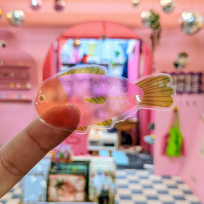 Fish  - Clear Vinyl Sticker - Wholesale Case of 6 Units