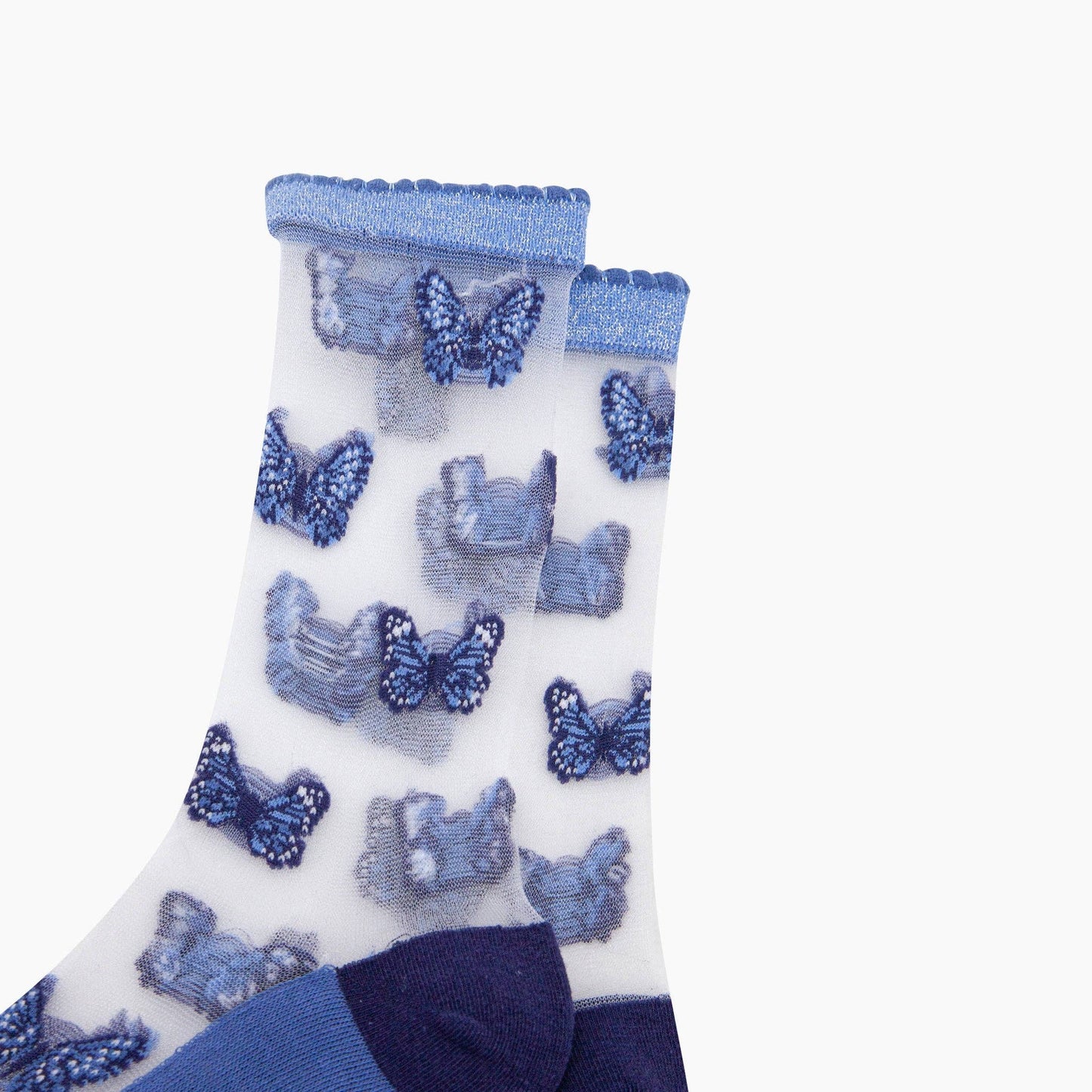 Butterflies Blue Sheer Socks