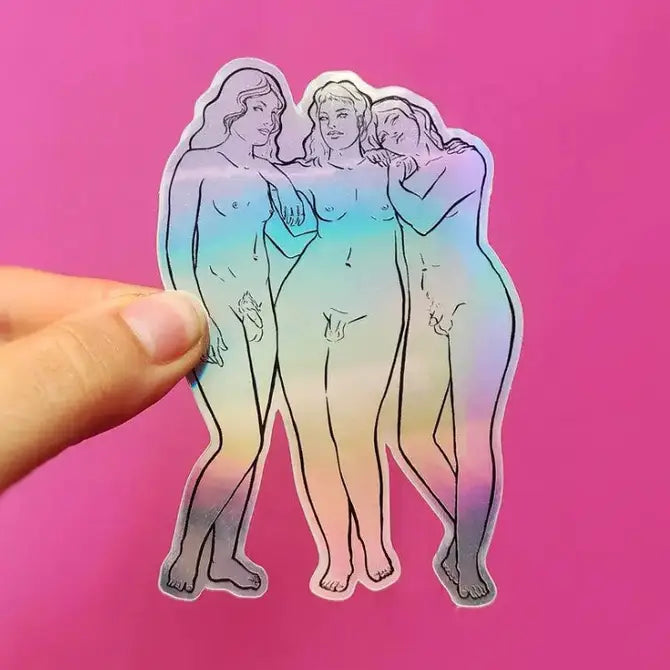 Trans Three Muses -  Greek Statue Historical Queer -Holographic Sticker