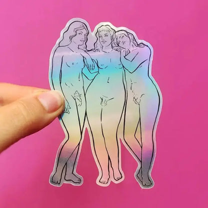 Trans Three Muses -  Greek Statue Historical Queer -Holographic Sticker