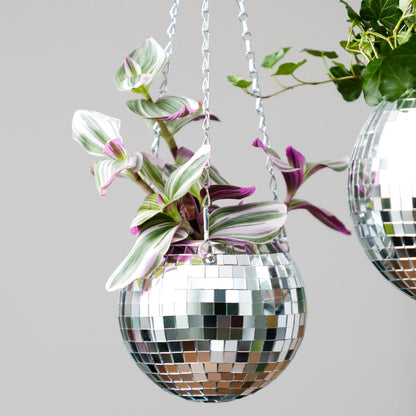 Disco Ball Hanging Planter - Silver