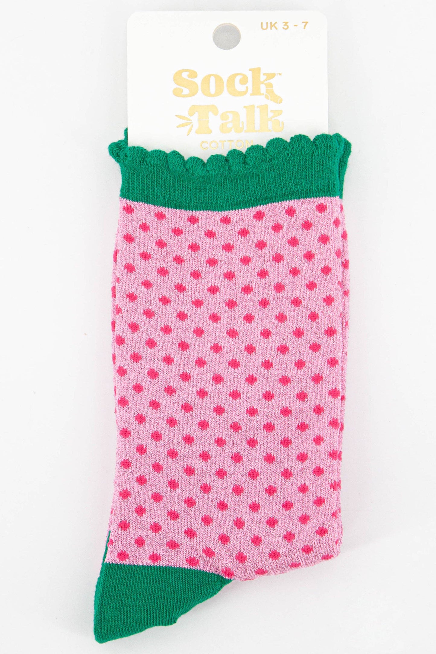Pink & Green Polkadots Glitter Socks