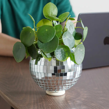 Disco Ball Hanging Planter - Silver