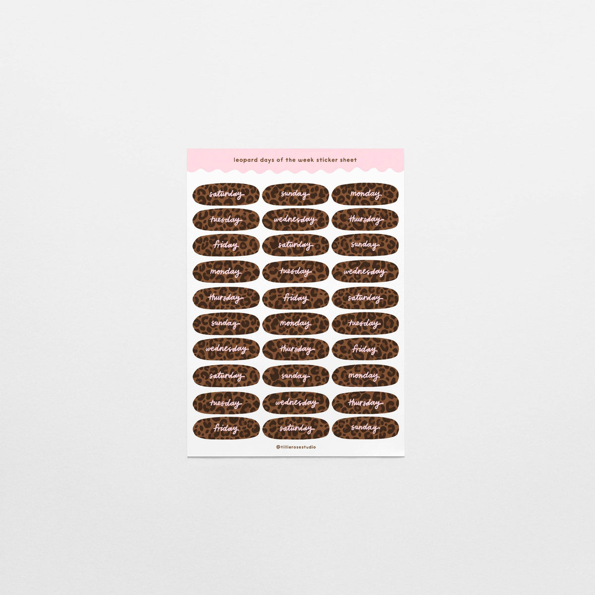 Leopard Days of the Week Sticker Sheet
