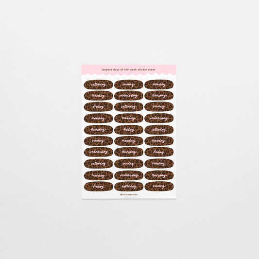 Leopard Days of the Week Sticker Sheet