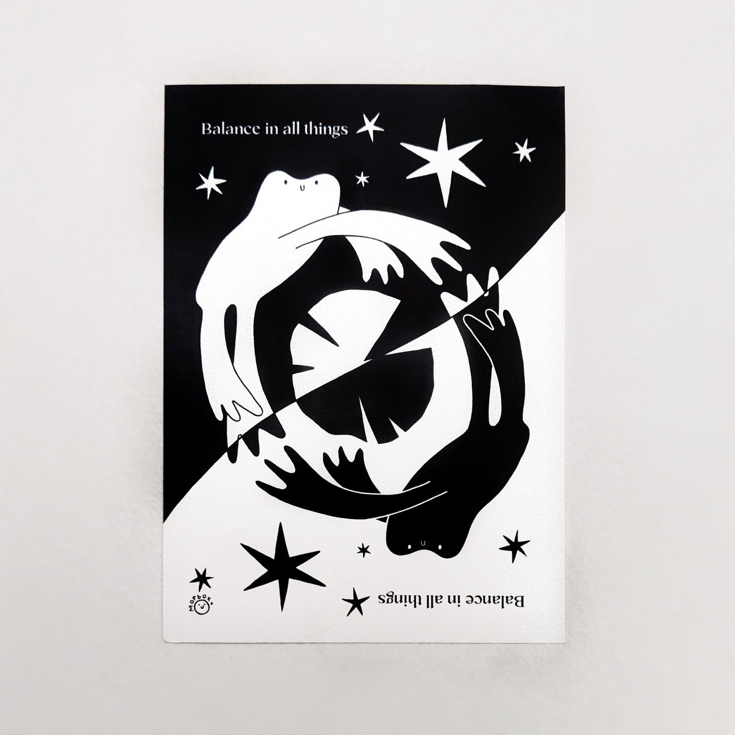 Balance in All Things Frogs - Black & White Print