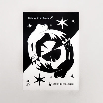 Balance in All Things Frogs - Black & White Print