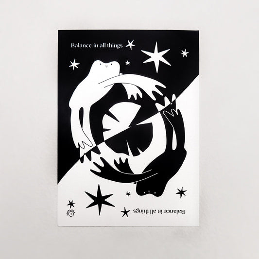Balance in All Things Frogs - Black & White Print