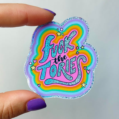 F*** The Tories  - Glitter Vinyl Sticker - Wholesale Case of 6 Units