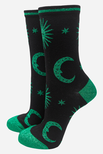Green Glitter Celestial Socks