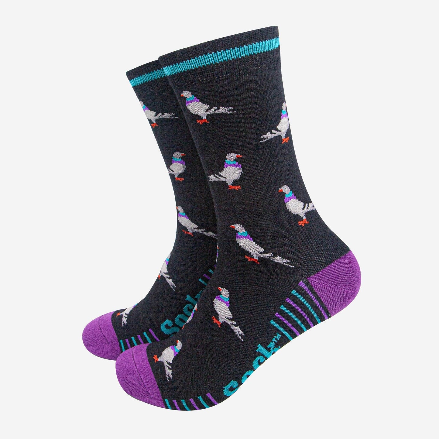 Men's Bamboo Socks - Black/Purple, Pigeon