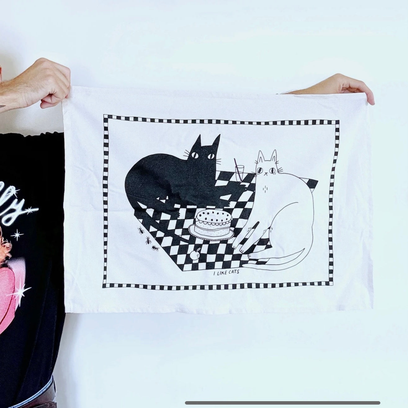 Cat Picnic Tea Towel