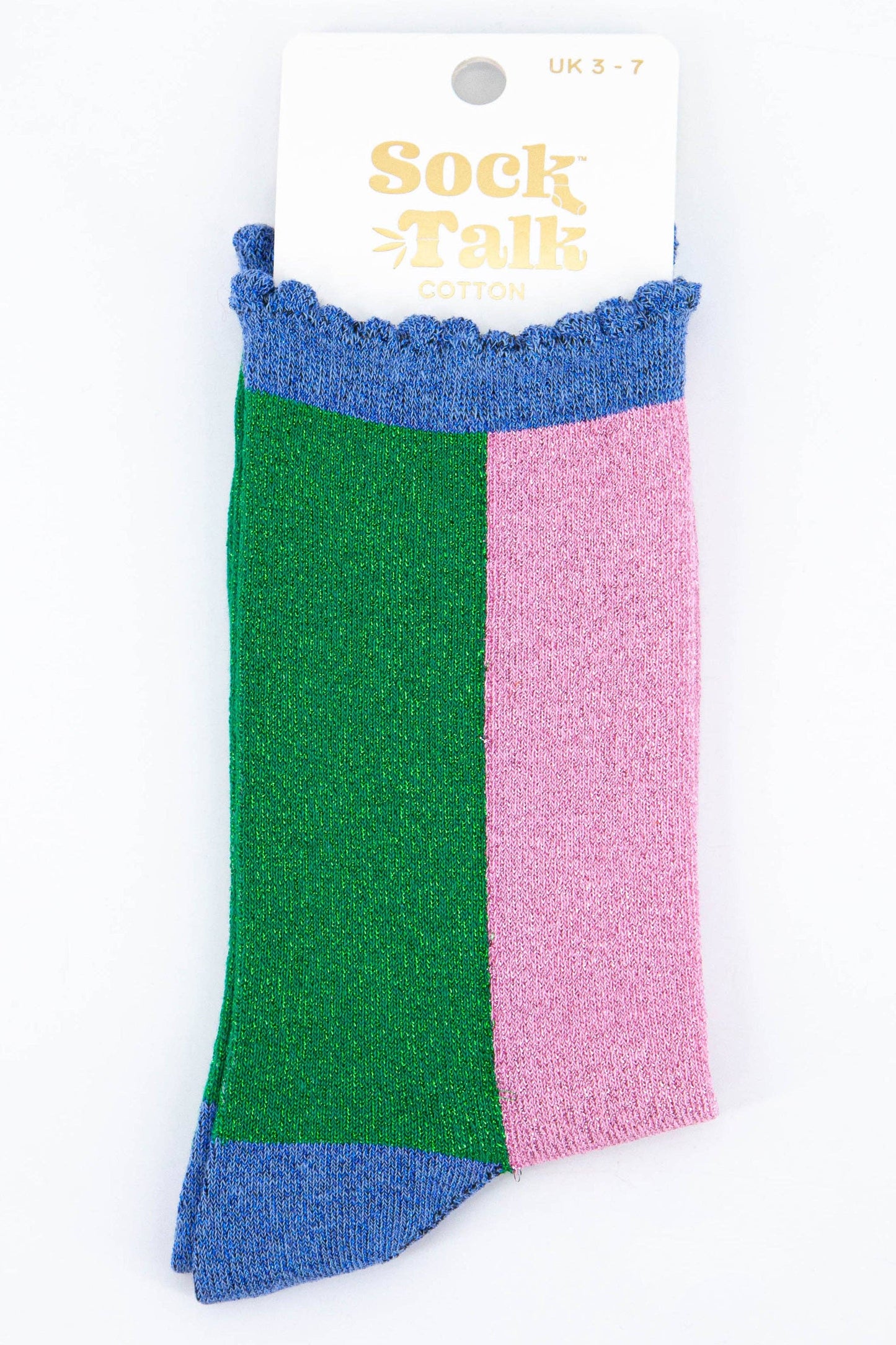 Green & Pink Glitter Socks
