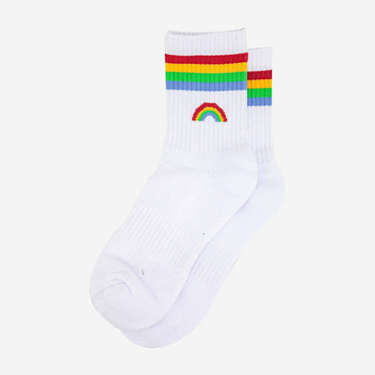 White & Rainbow Socks