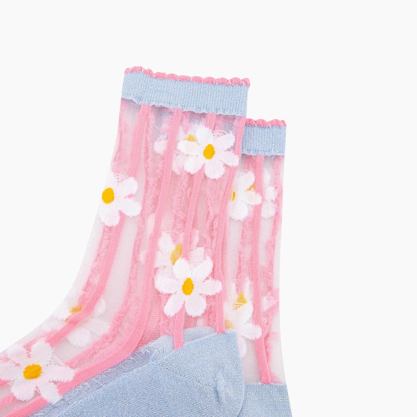 Daisy Stripes Sheer Socks