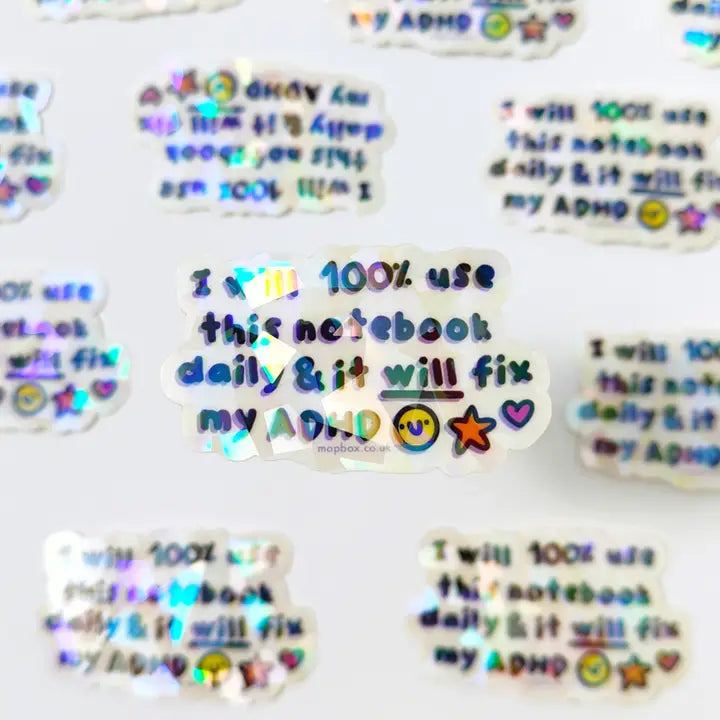 ADHD Notebook Optimist -  Vinyl Sticker (Crackle Clear)