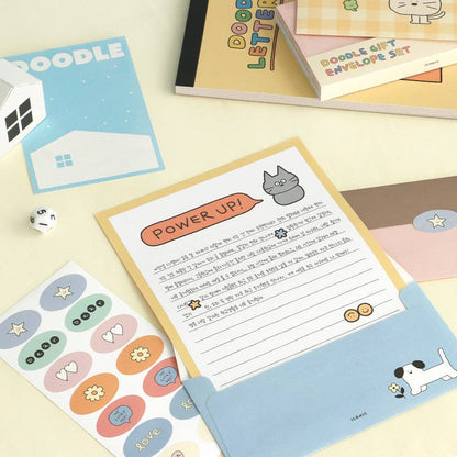 Doodle Gift Envelope Set With Stickers