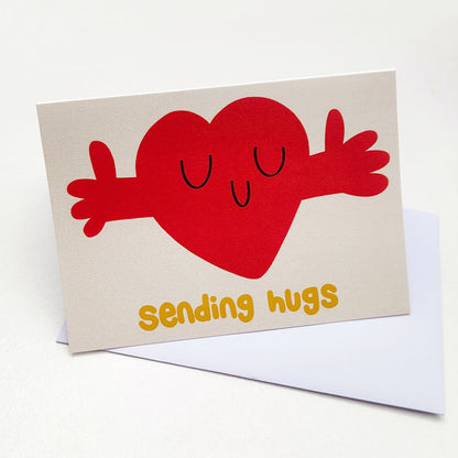 Sending Hugs Happy Heart Greetings Card