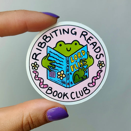 Ribbiting Reads Book Club  - Vinyl Sticker - Wholesale Case of 6 Units