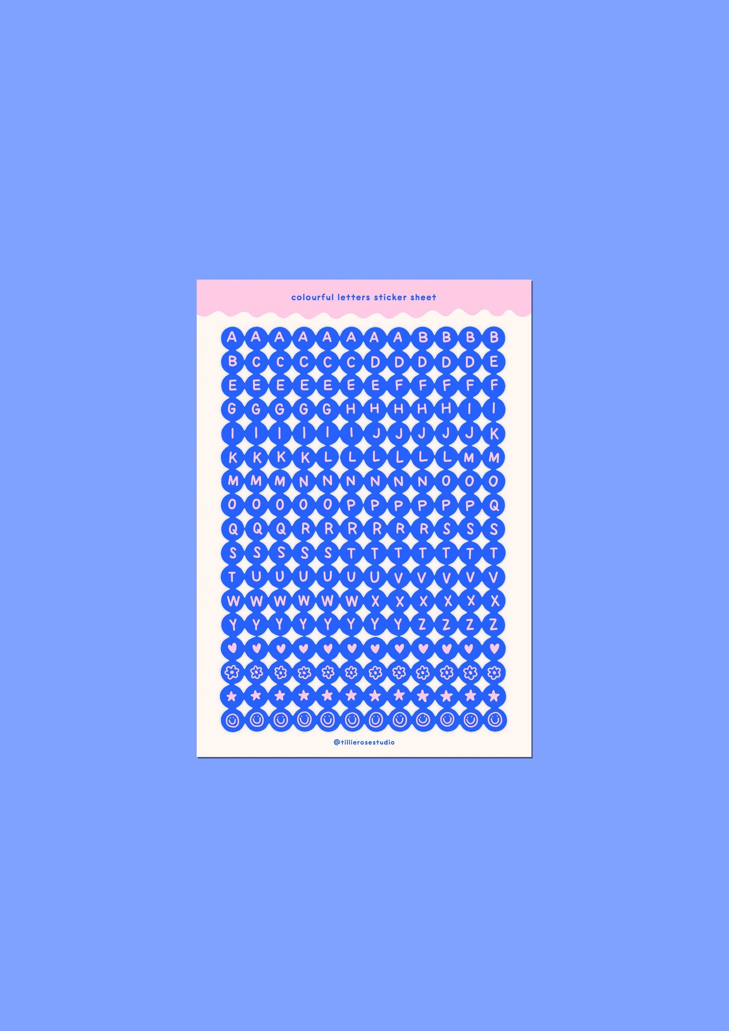 Blue and Pink Letter Bead - Sticker Sheet