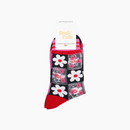 Daisy Checkerboard Sheer Socks