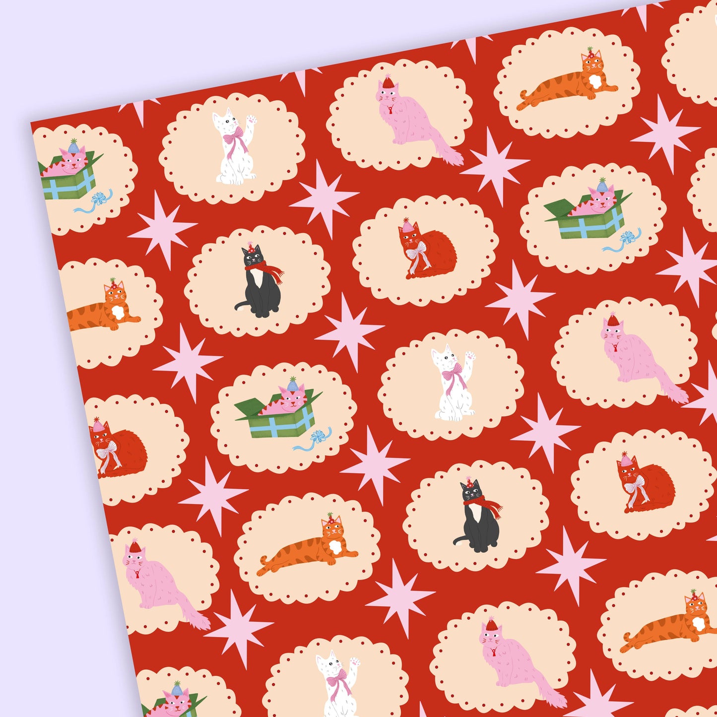 Christmas Cats Wrapping Paper Sheets
