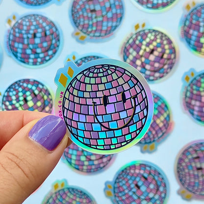Disco Ball  - Holographic Vinyl Sticker - Wholesale Case of 6 Units