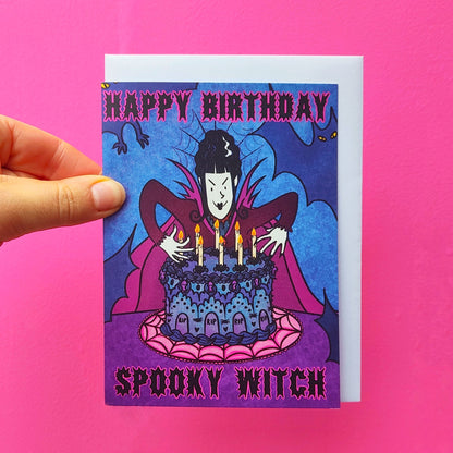 Spooky Witch Birthday Card - Pearlescent Birthday Card