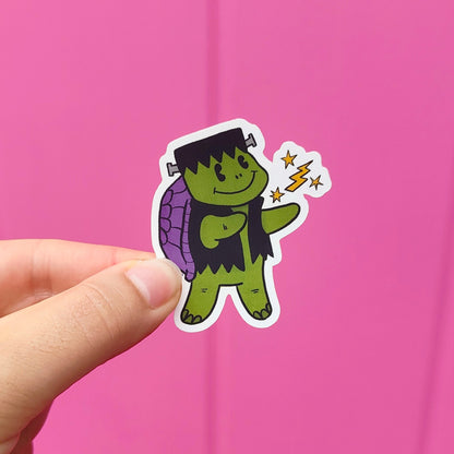 Frankenstein Turtle Halloween Pals  - Matte Soft Touch Vinyl Sticker - Wholesale Case of 6 Units