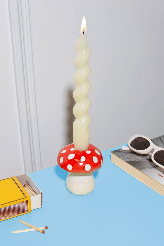 Amanita Mushroom Ceramic Candle Holder