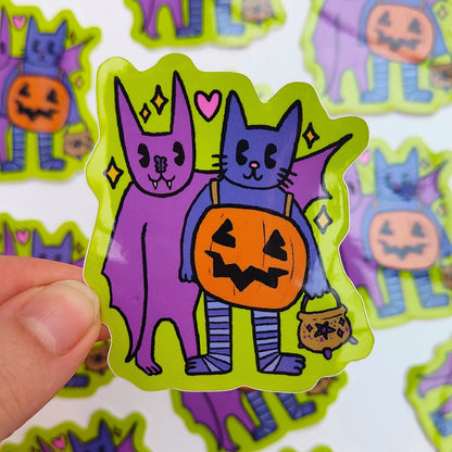 Wholesale Halloween Pals Sticker -Green/ Pink - Vinyl Sticker - Wholesale Case of 6 Units