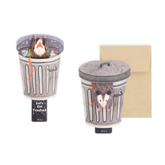 Possum in a Trash Can 3D Pop Up Greeting Card