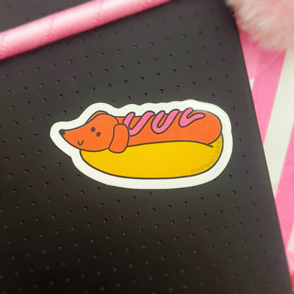 Hotdog Sausage Dog  - Vinyl Sticker - Wholesale Case of 6 Units