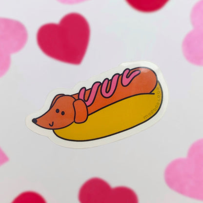 Hotdog Sausage Dog  - Vinyl Sticker - Wholesale Case of 6 Units