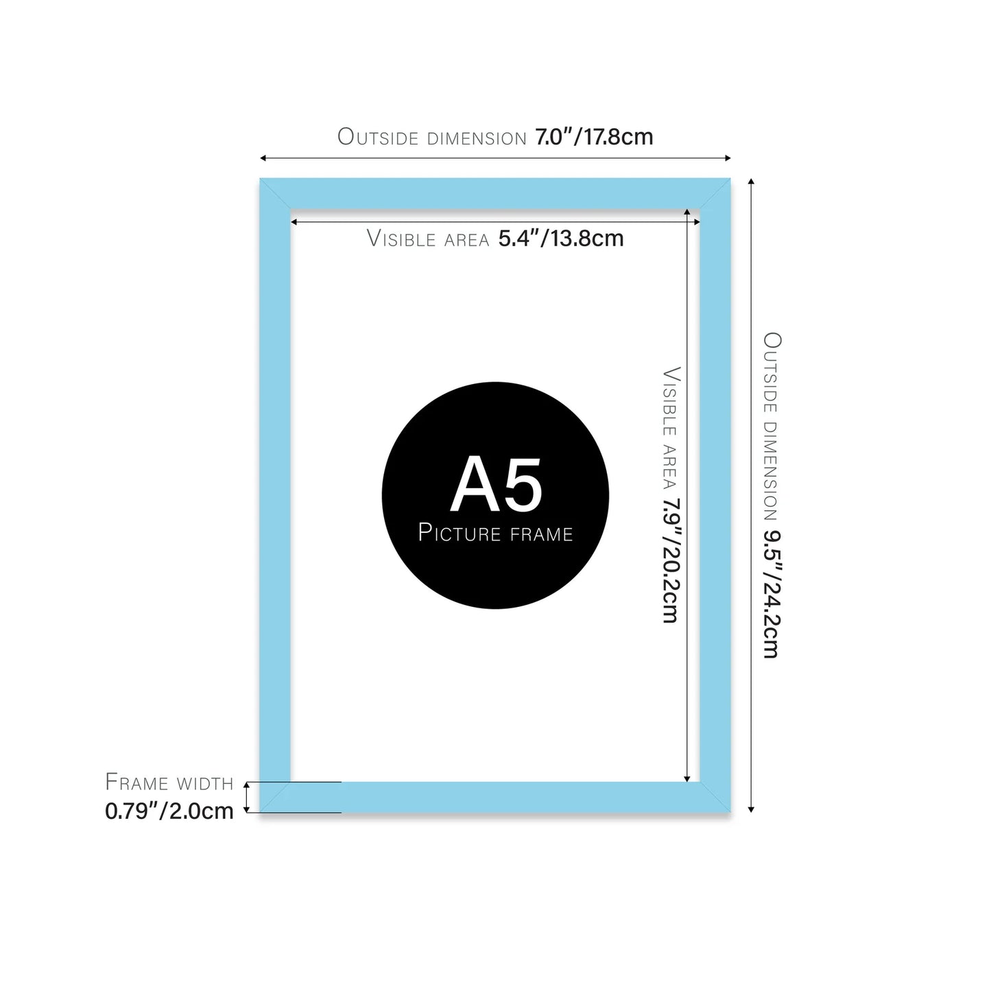 Light Blue Picture Frame A5 A4 A3