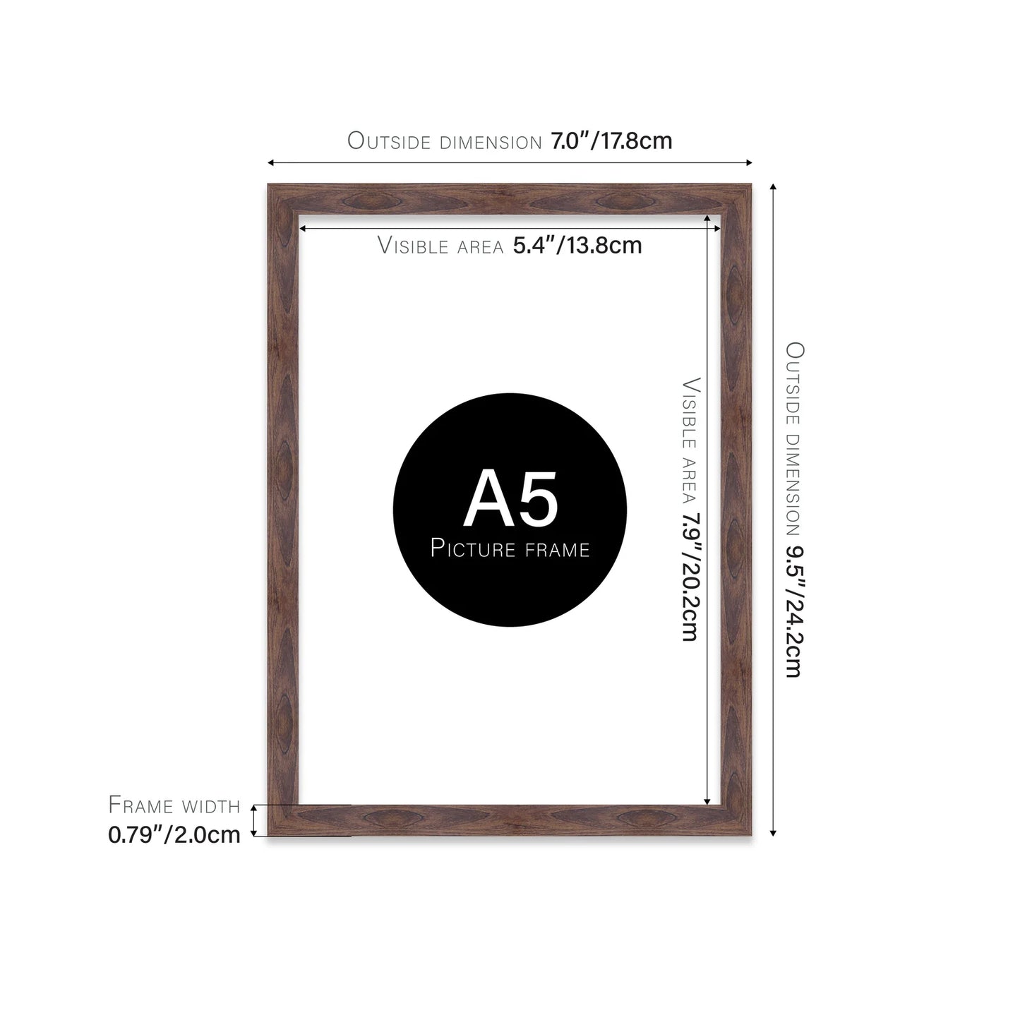 Walnut Picture Frame A5 A4 A3