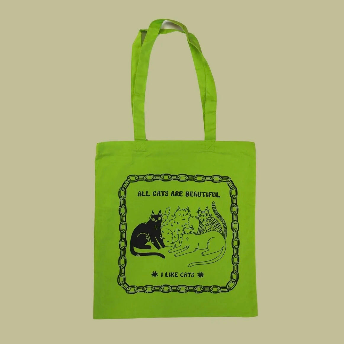 All Cats Are Beautiful Green Tote Bag