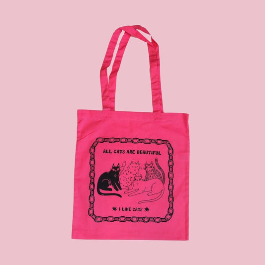 All Cats Are Beautiful Pink Tote Bag