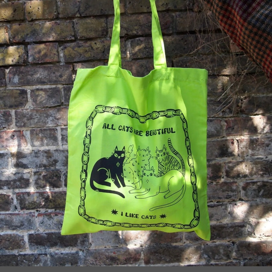 All Cats Are Beautiful Green Tote Bag