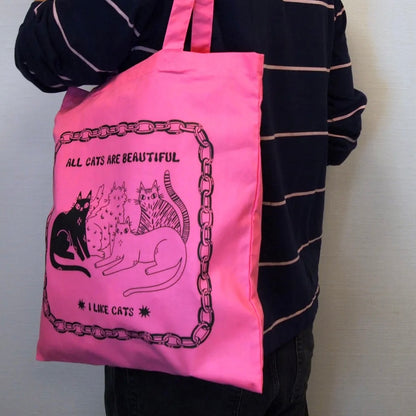 All Cats Are Beautiful Pink Tote Bag