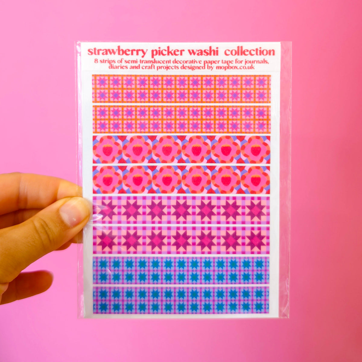 Strawberry Picker Folk Washi Sticker Sheet