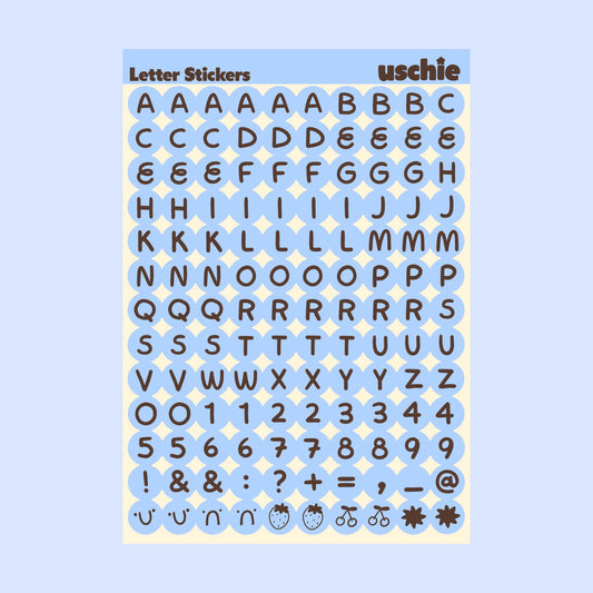Alphabet Sticker Sheet: Blue & Brown