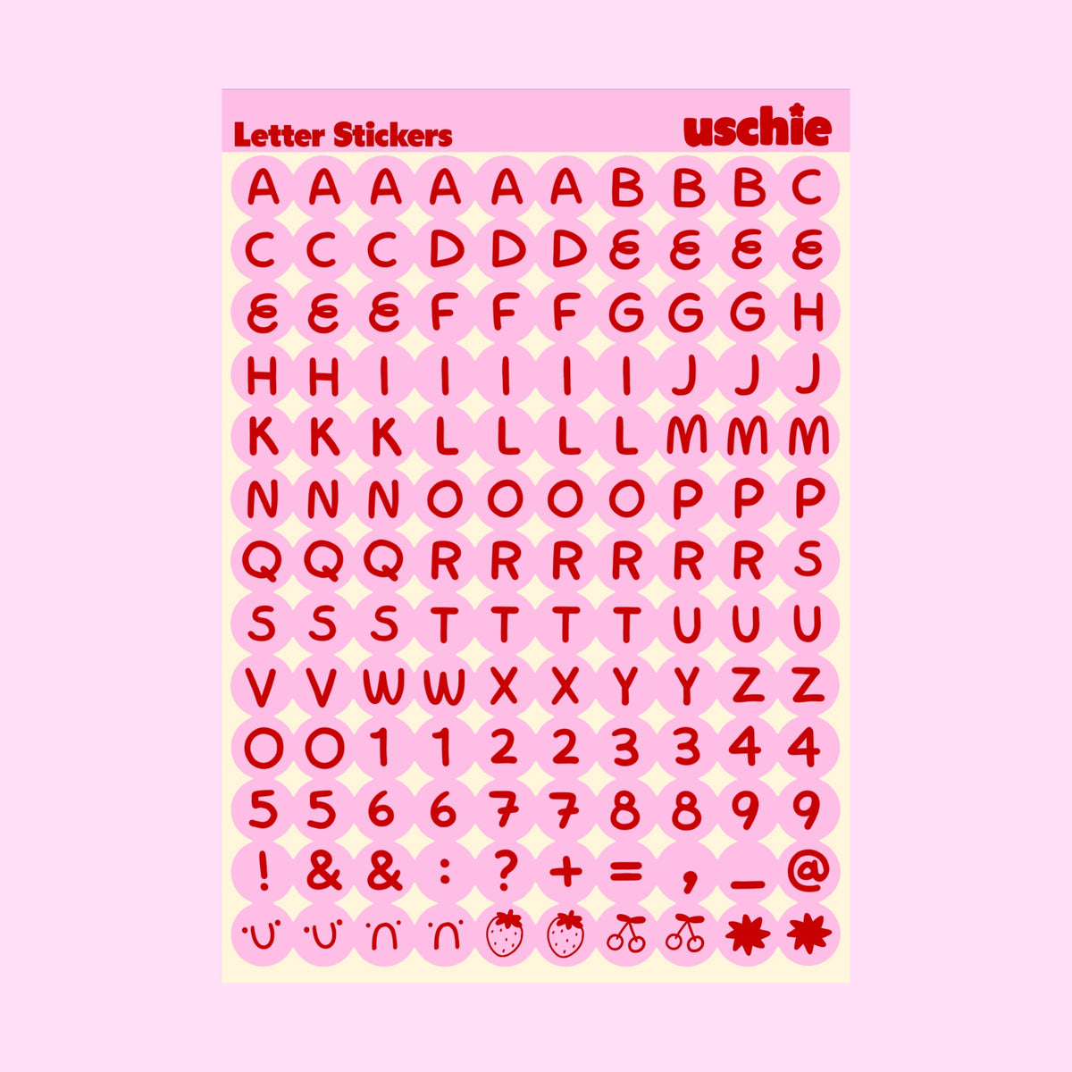 Alphabet Sticker Sheet: Pink & Red