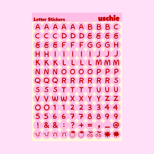Alphabet Sticker Sheet: Pink & Red