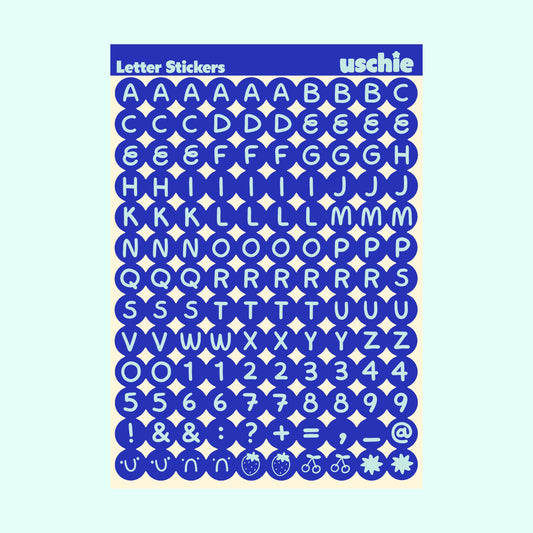 Alphabet Sticker Sheet: Royal Blue & Mint
