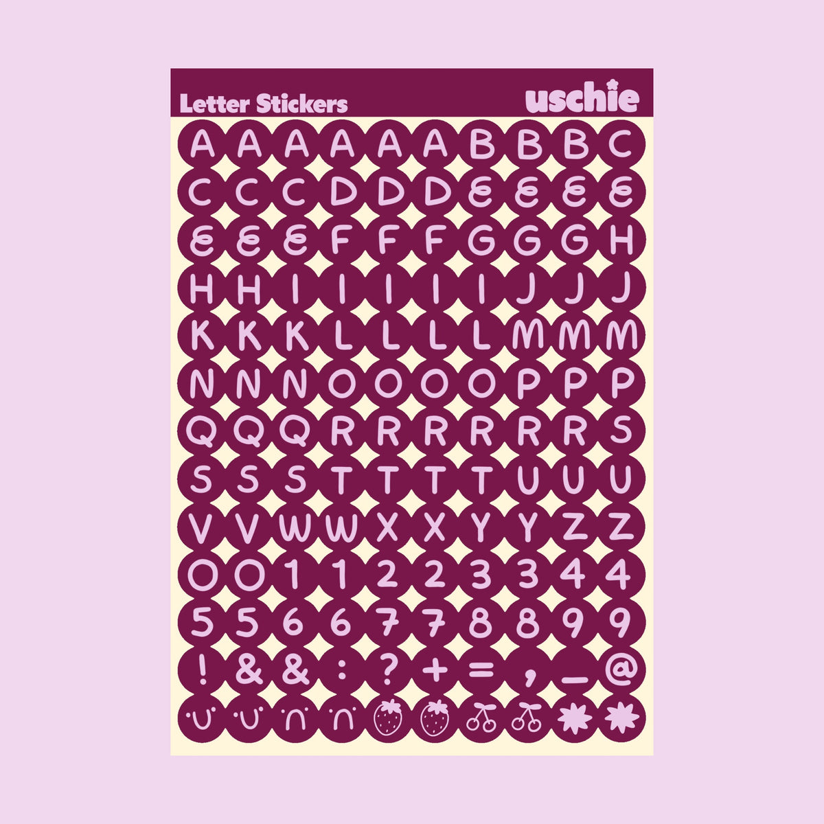 Alphabet Sticker Sheet: Burgundy & Pink